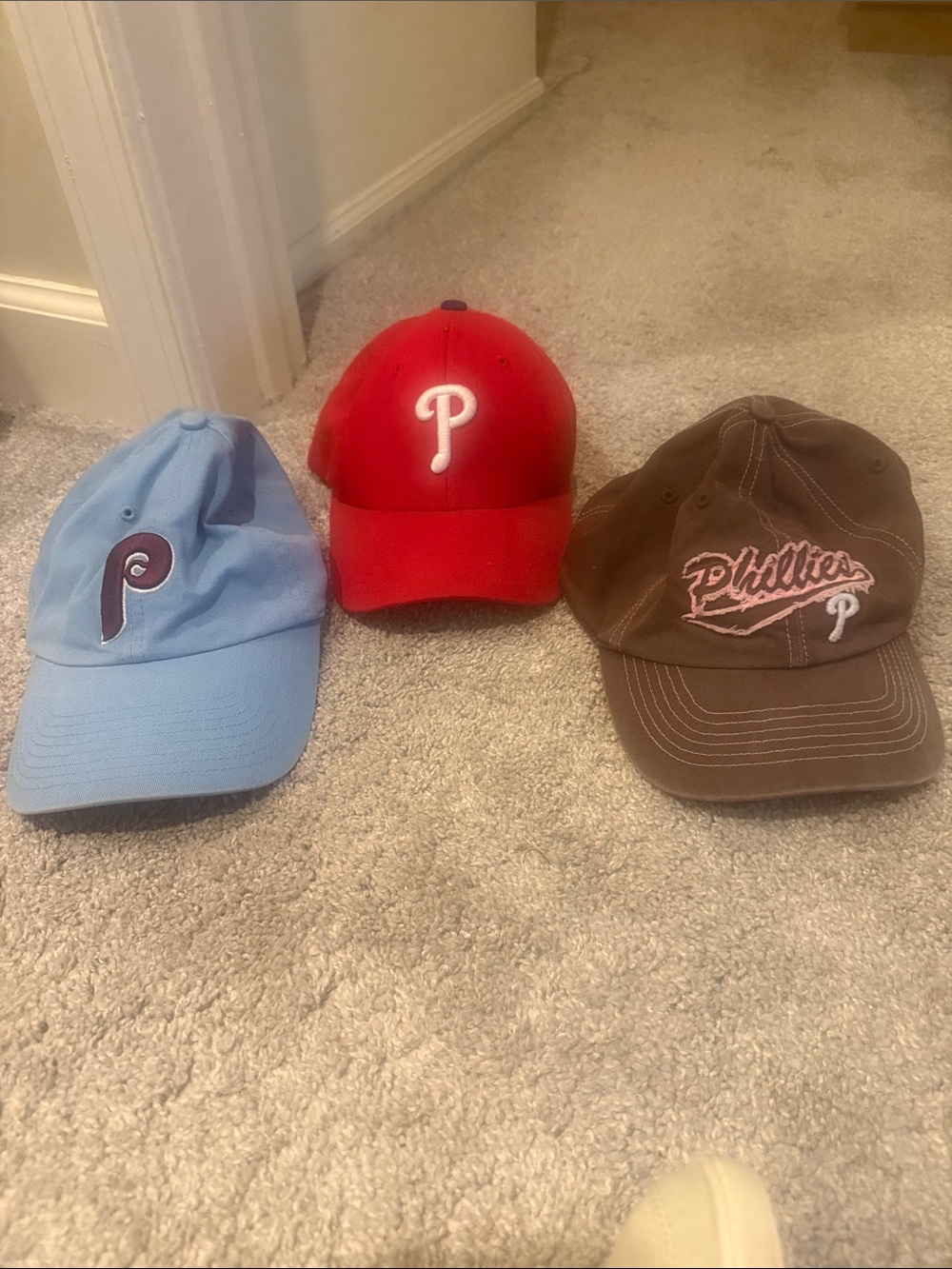 Baseball Cap Set — Red, Light Blue, Brown— price for 3 hats.
